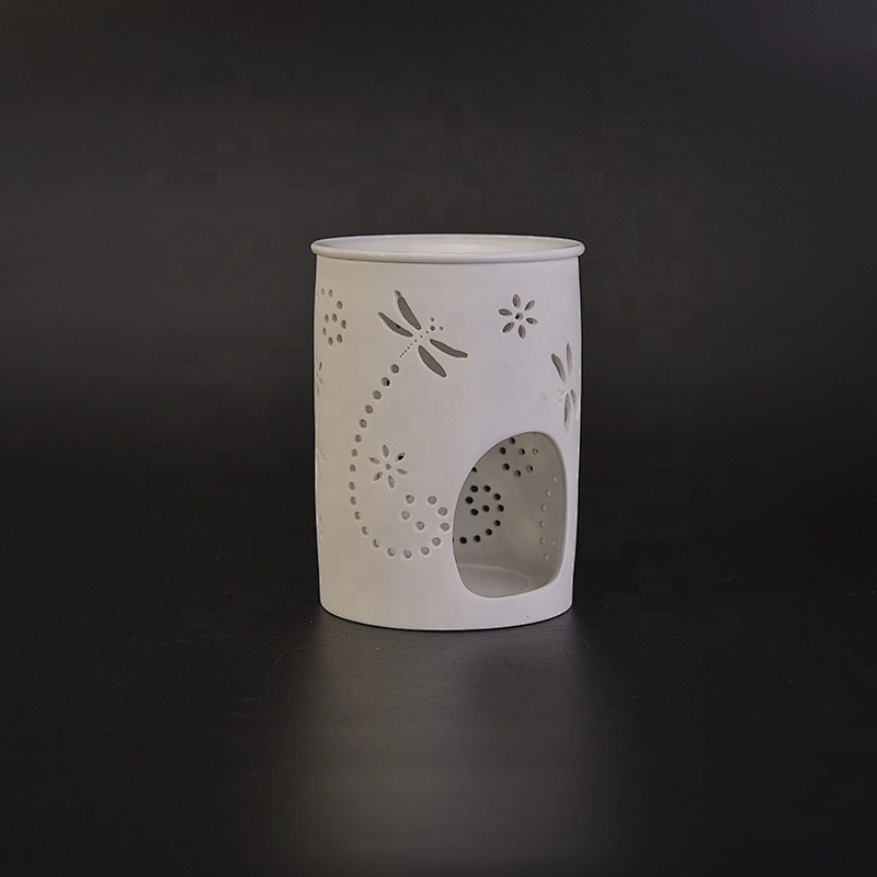 Cylinder hollow votive ceramic candle lantern