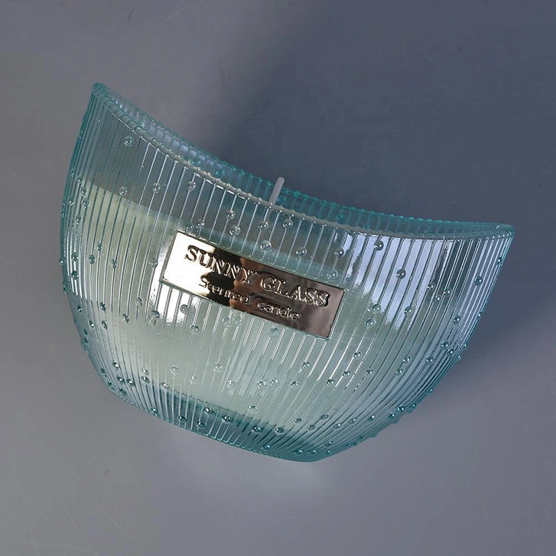 10oz Custom boat shaped blue glass candle jars in bulk