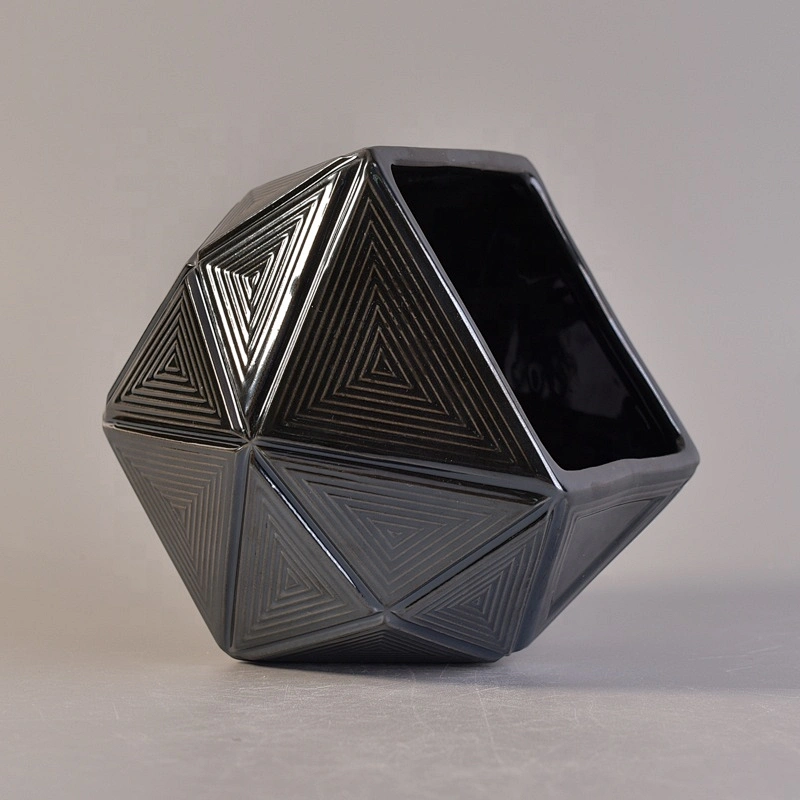 10oz 14oz Sunny black Hexagon scented glass candle holder