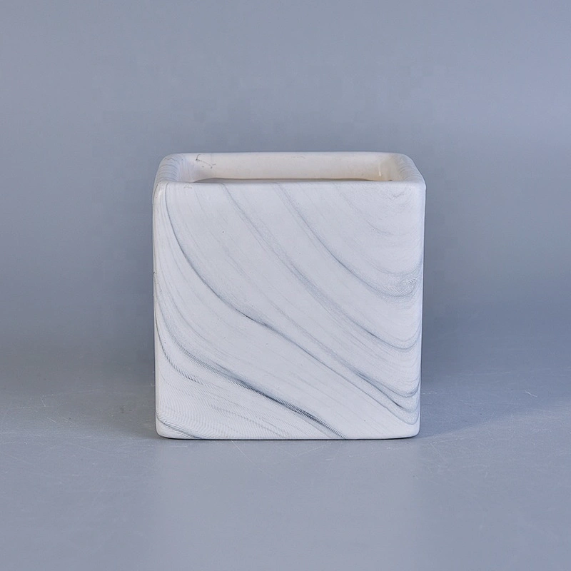 Home decor mini white square ceramic candle holder