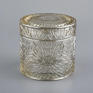 Wholesale Decorative glass candle jar with lid for candle making