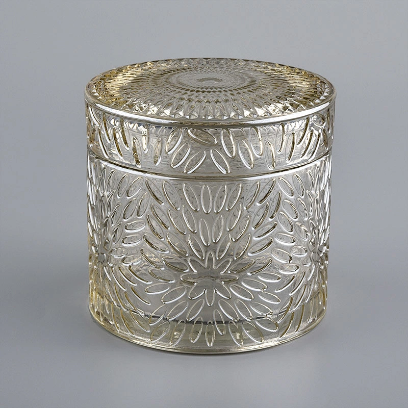 Wholesale Decorative glass candle jar with lid for candle making