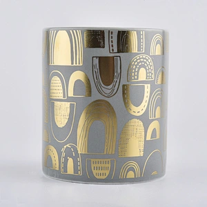 Matte Ceramic Candle Jars With Printing For Home Decoration
