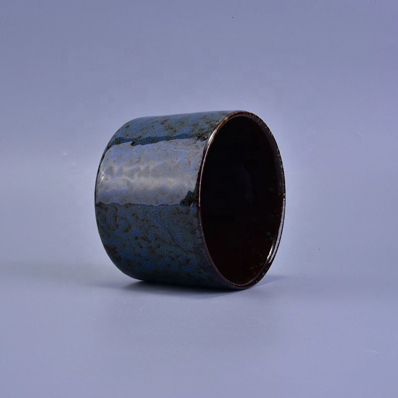 Handmade blue ceramic scented candle jar 400ml