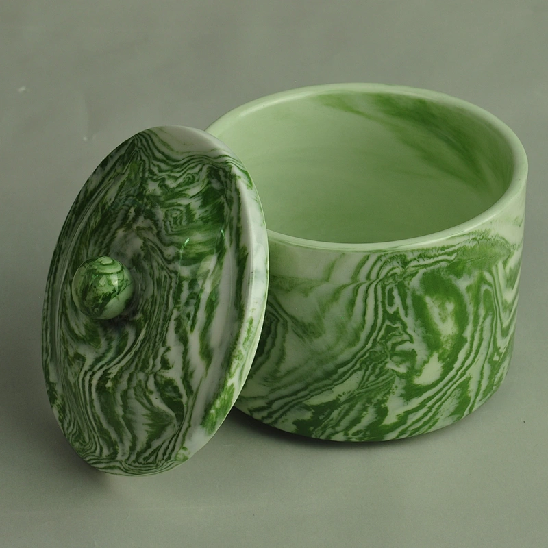 Wholesales decorative marble ceramic hurricane candle holder with lid