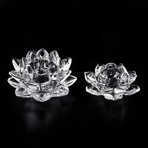 8oz 10oz Wholesales flower lotus geometric crystal glass candle container