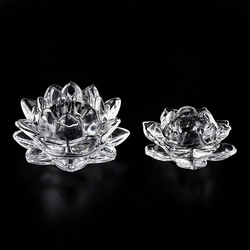 8oz 10oz Wholesales flower lotus geometric crystal glass candle container