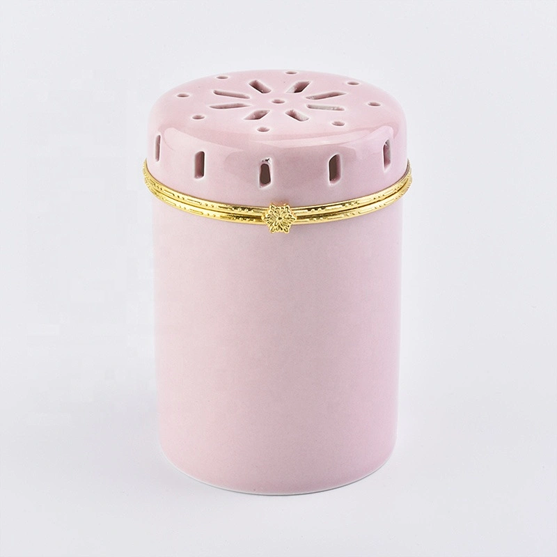 Pink Ceramic Candle Holder WIth Lids