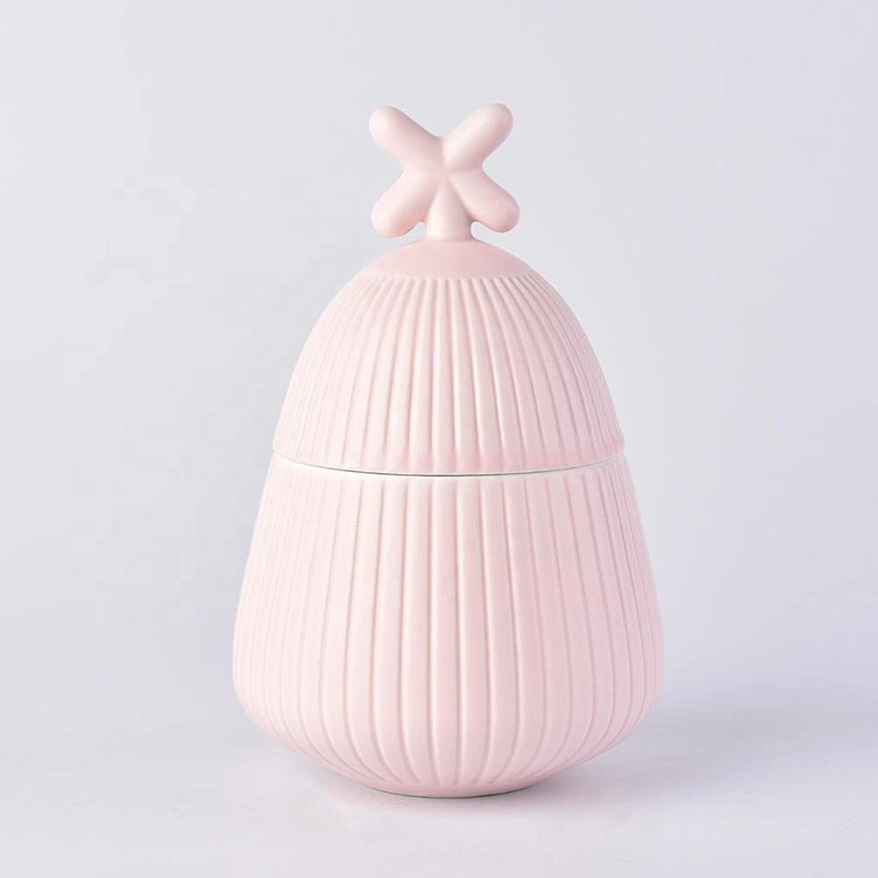 Wholesales glazed custom coloured ceramic candle holder with lids