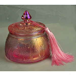 Home decoration tealight scented glass candle holder with lid