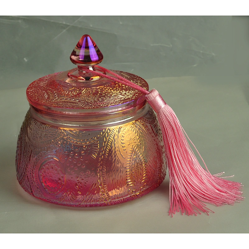 Home decoration tealight scented glass candle holder with lid