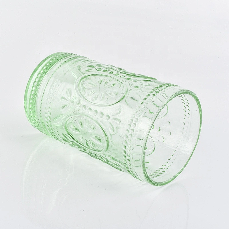 Luxury green emboss  Glass bathroom accessories four sets