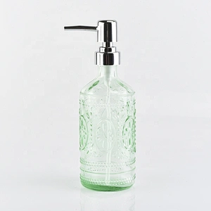 Luxury green emboss  Glass bathroom accessories four sets
