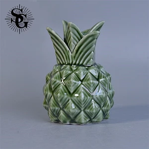 Sunny 230ml 280g green pineapple ceramic diffuser jar made by China factory