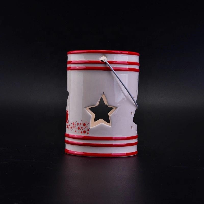 Christmas star tealight ceramic candle jar