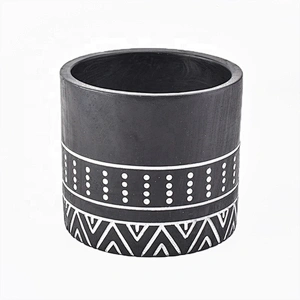 800ml Custom cylinder black Concrete Candle jar