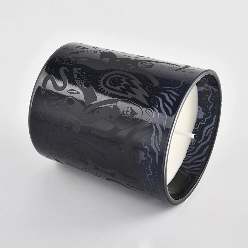 Wholesale 8oz Black Glass Candle Jar With Custom Logo