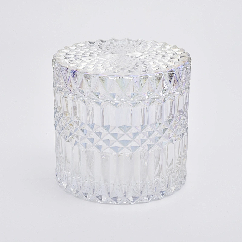 480ml Luxury Christmas Ion Plating  Glass Candle Jar With Lids
