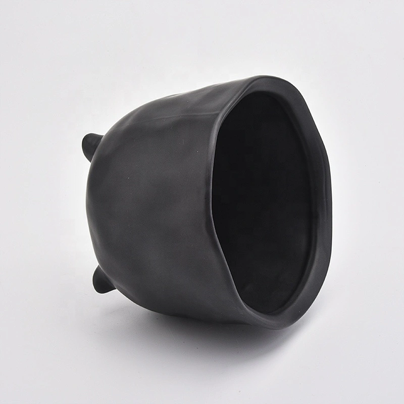 Luxury black ceramic standing candle holder home decoration