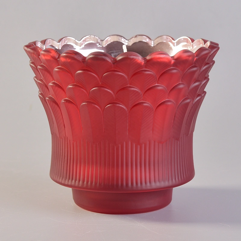 Wholesales home decoration feather luxury tealight glass candle jar vessels