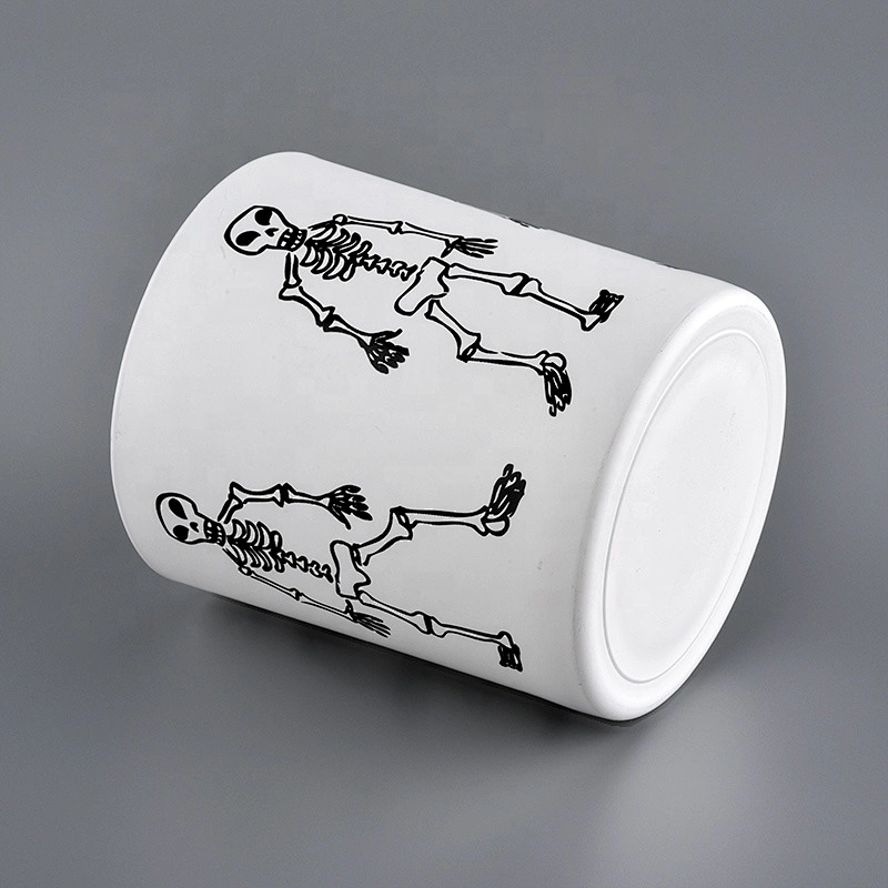 New design custom logo luxury white cylinder glass candle jar holder