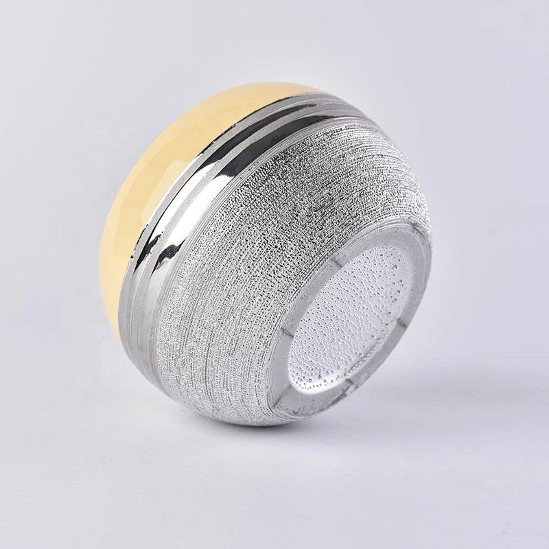 Wholesales round silver ceramic candle containers 10oz