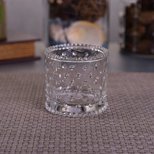 Wholesales crystal bubble tealight glass candle jar