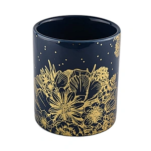 Wholesales black luxury votive empty cylinder ceramic candle holder jar