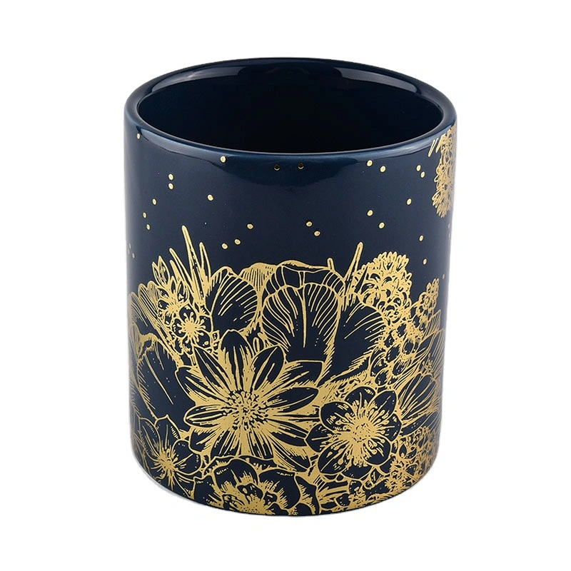 Wholesales black luxury votive empty cylinder ceramic candle holder jar
