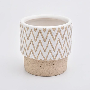 17oz Yellow Wave Sand Effect Large Capacity Ceramic Candle Holders Candle Vessels for Home Decor