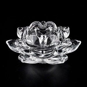 Custom lotus Wholesales luxury tealight crystal glass candle jar