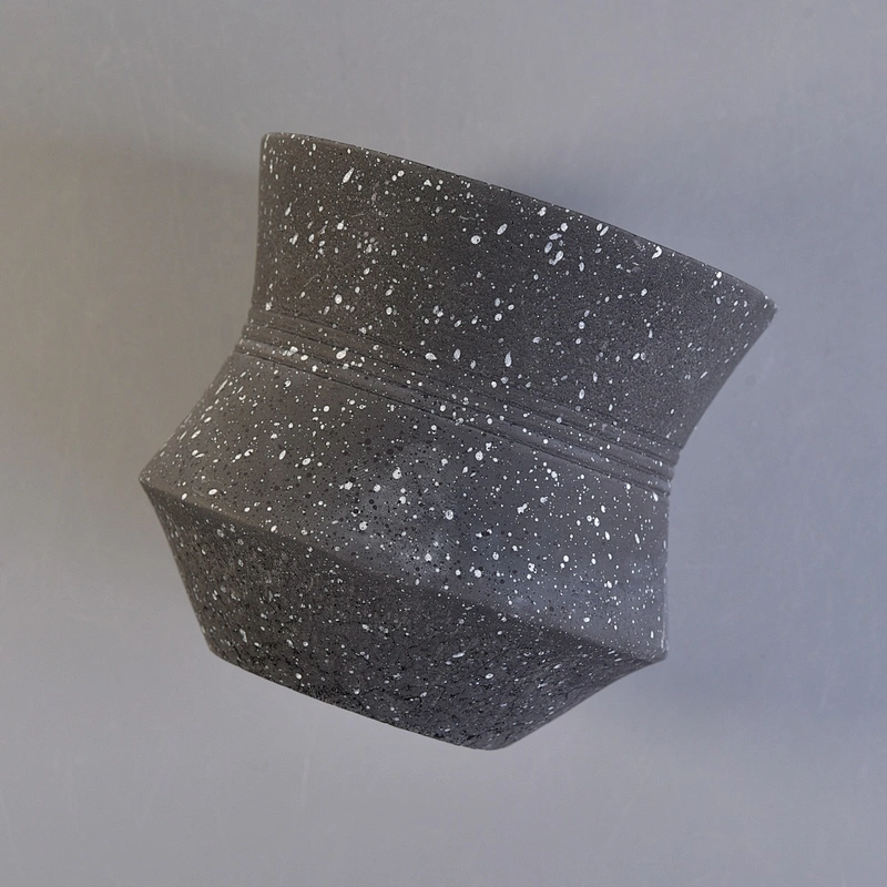 Sunny supplier Home decor black frosted empty concrete cement candle holders