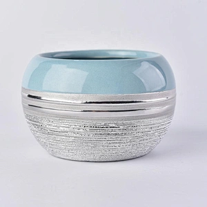 Wholesales round silver ceramic candle holder 10oz 12oz