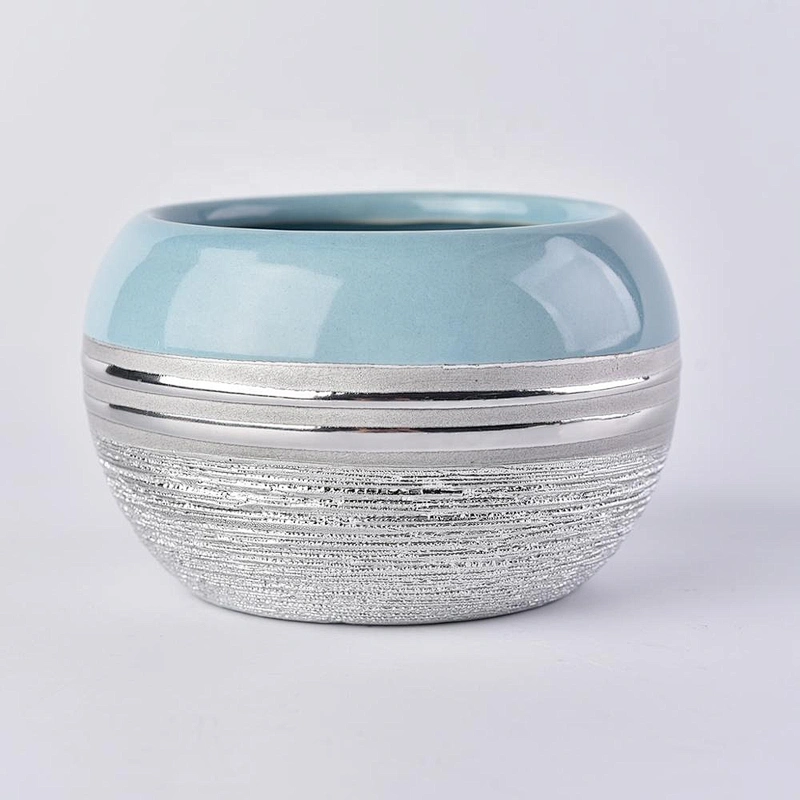 Wholesales round silver ceramic candle holder 10oz 12oz