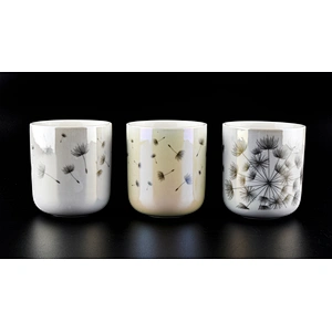 Wholesale White Ceramic Candle Jars with Decal Printing