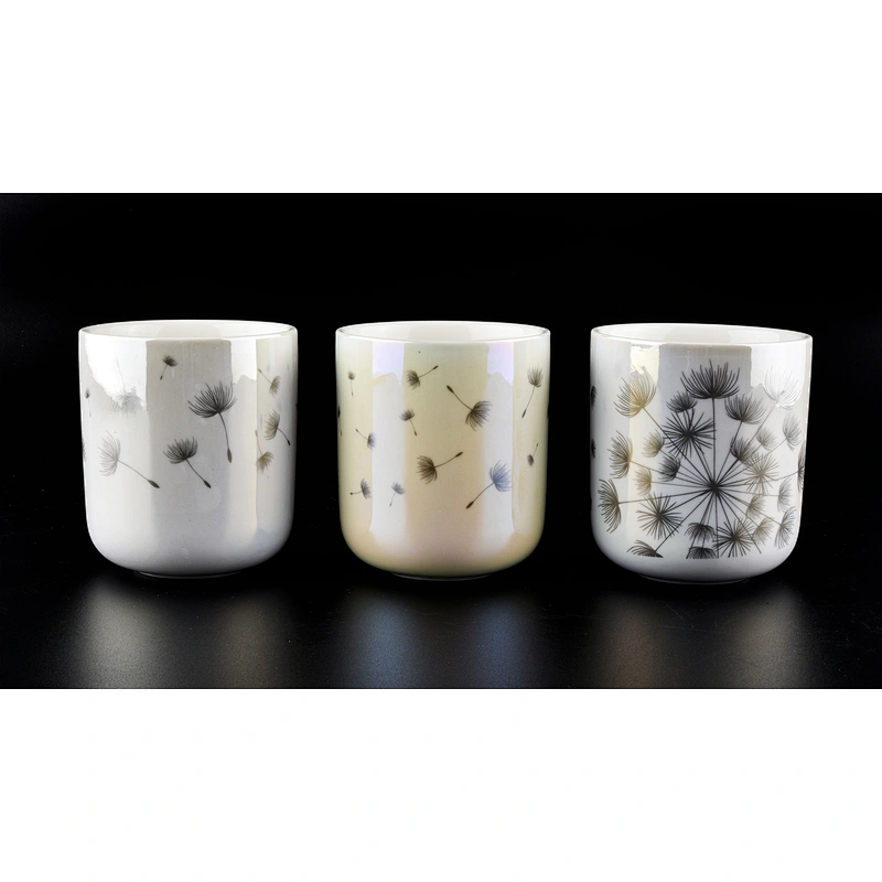 Wholesale White Ceramic Candle Jars with Decal Printing