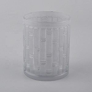 luxury embossed pattern glass candle jar