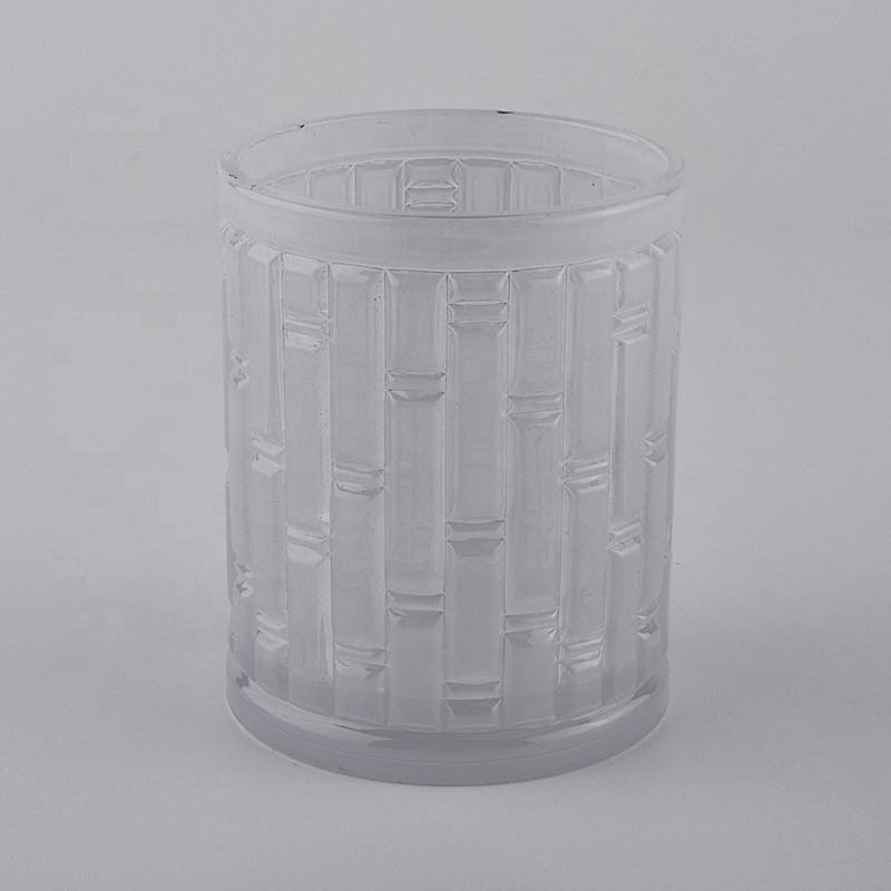 luxury embossed pattern glass candle jar