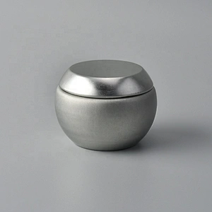 Silver Metal Aluminum round Candle tin jar with cover