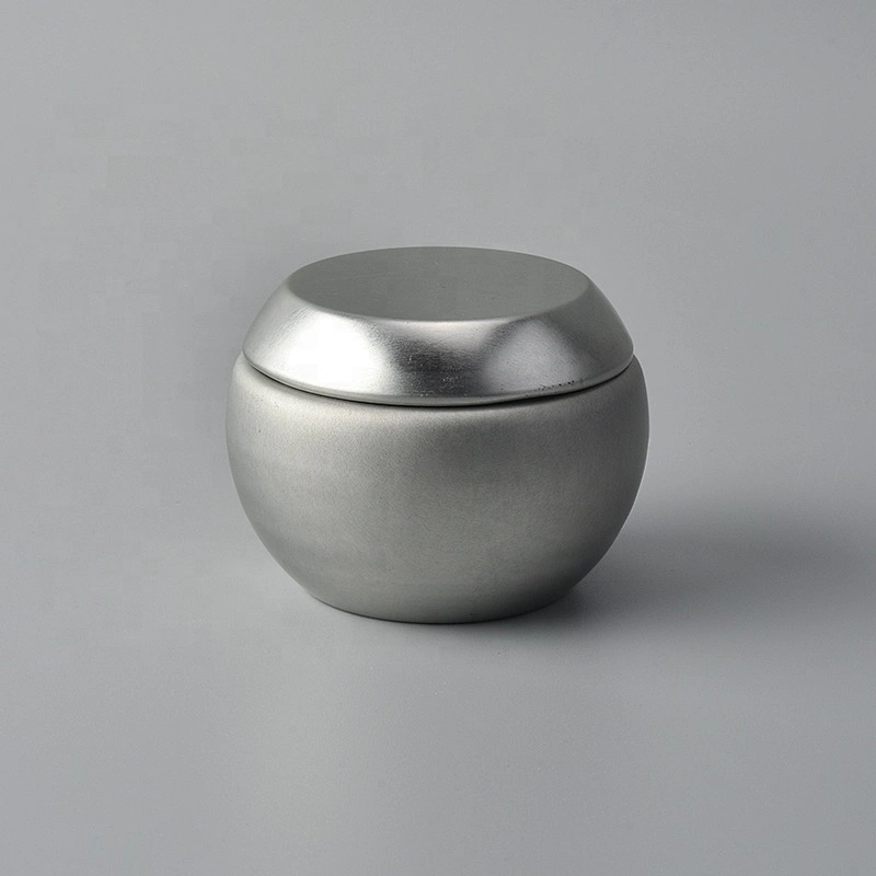 Silver Metal Aluminum round Candle tin jar with cover