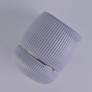 Wholesales luxury tealight custom purple ceramic candle vessel 10oz