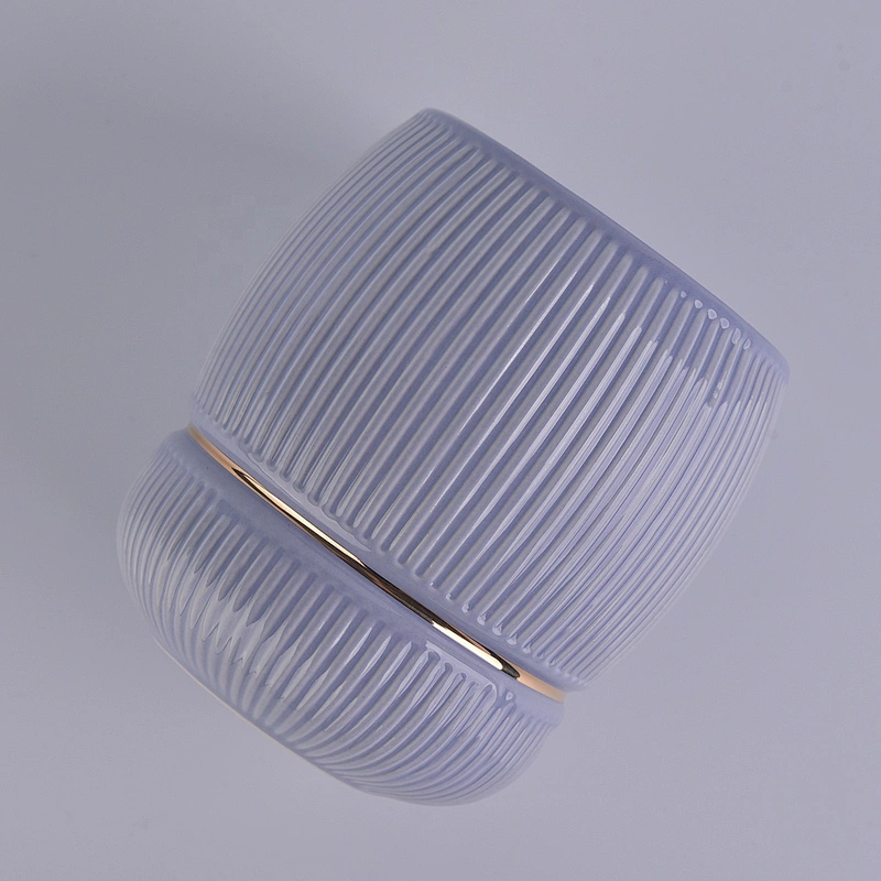 Wholesales luxury tealight custom purple ceramic candle vessel 10oz