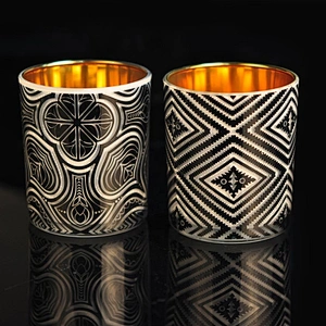 10oz Wholesales tealight black glass candle holder