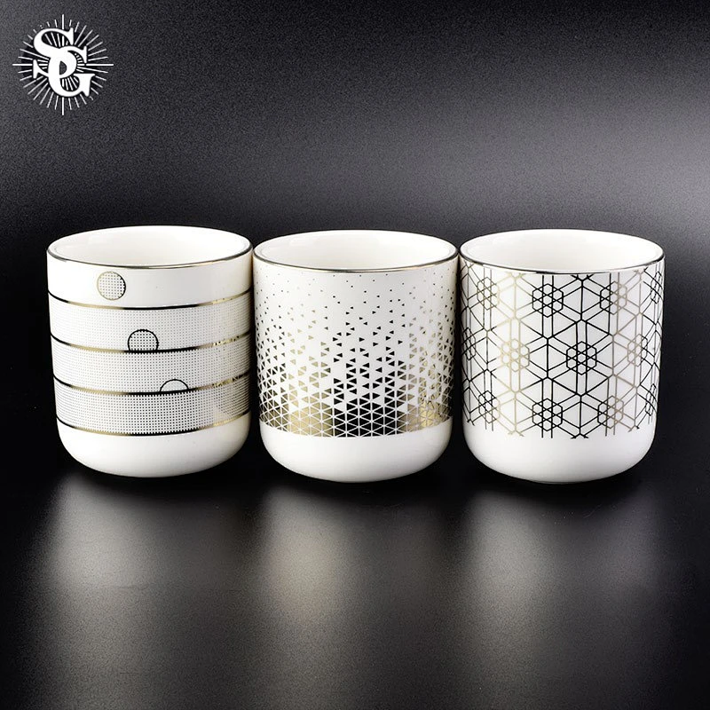 Sunny 400ml snow appearance pattern electroplating ceramic candle holders