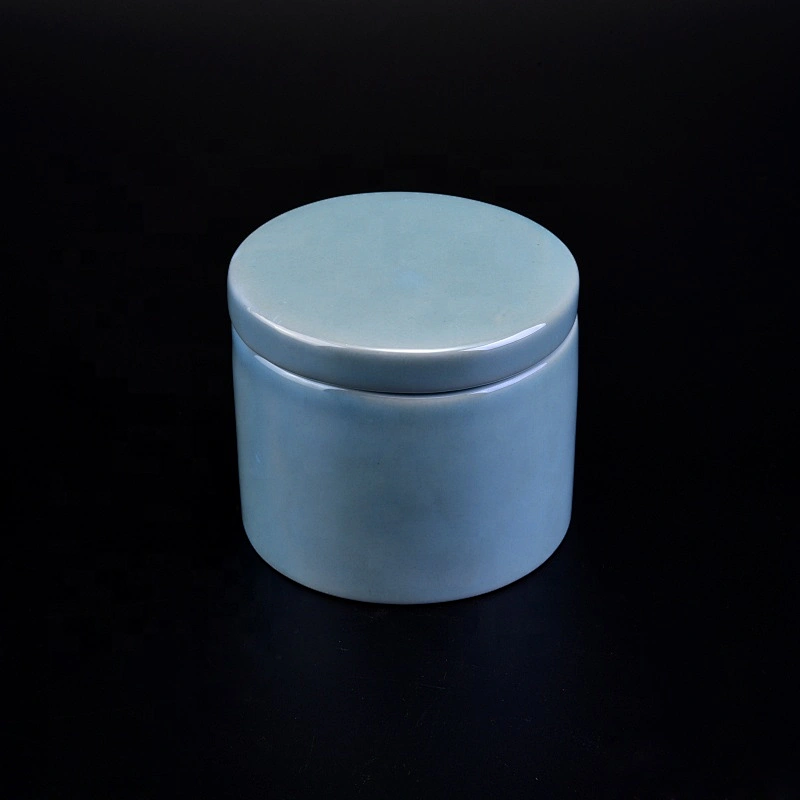 Home decor colored ceramic candle holder for candle making with lid