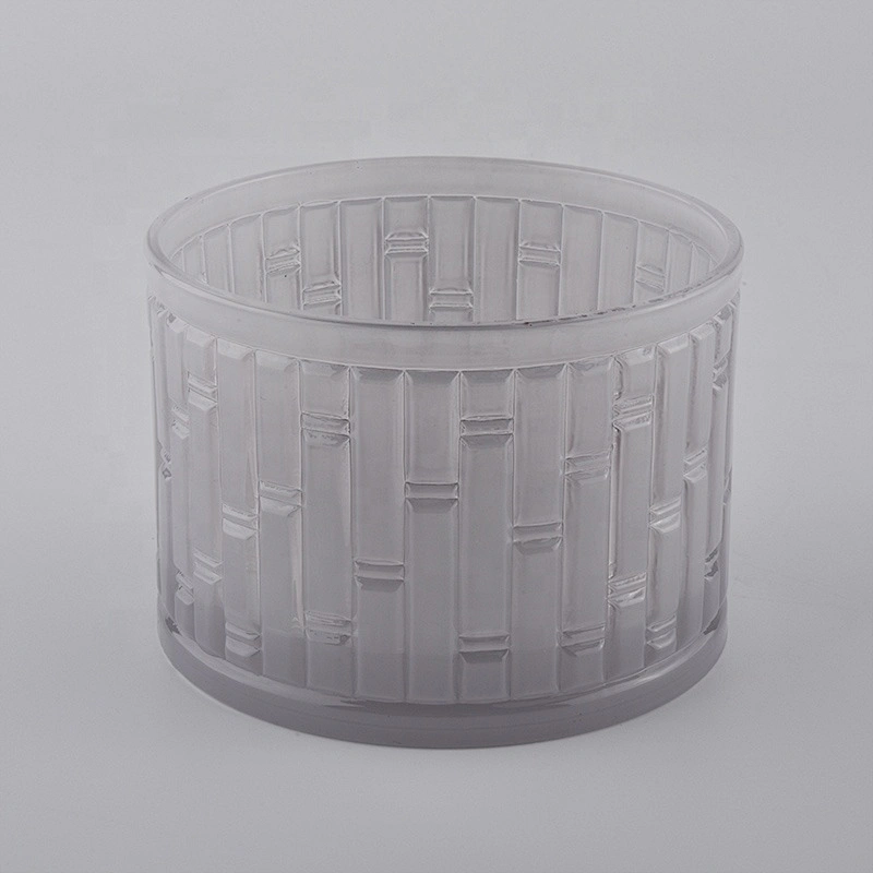 luxury 14oz embossed glass candle jar