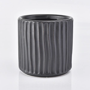 Striped Ceramic Candle Jar For Candles Plant