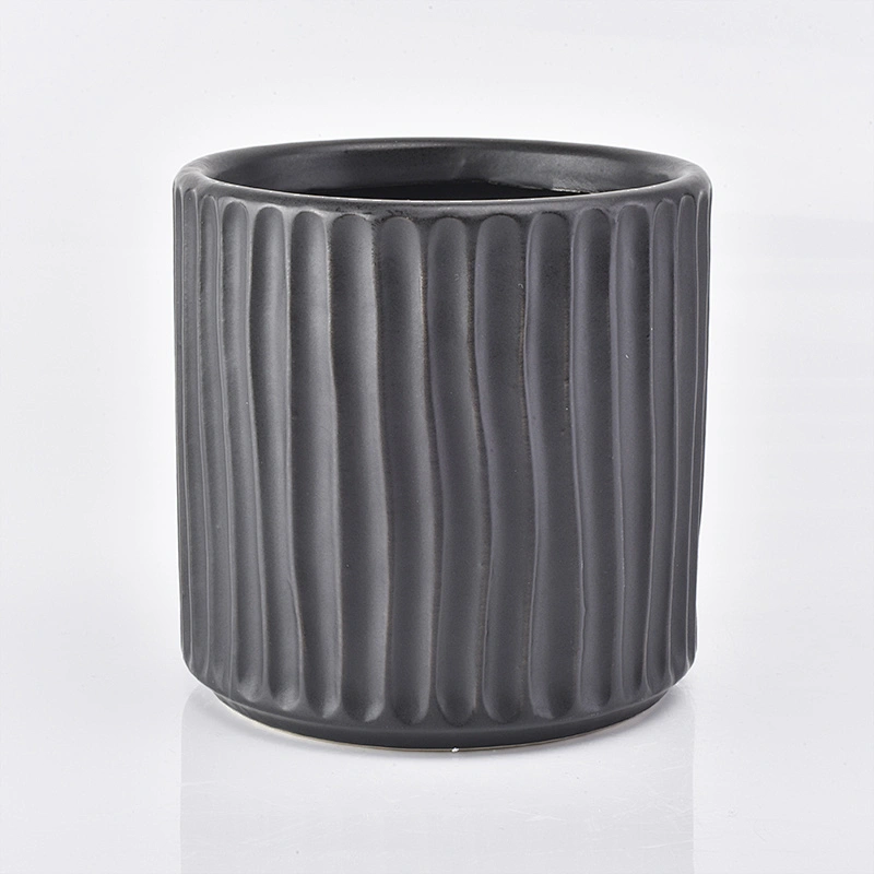 Striped Ceramic Candle Jar For Candles Plant