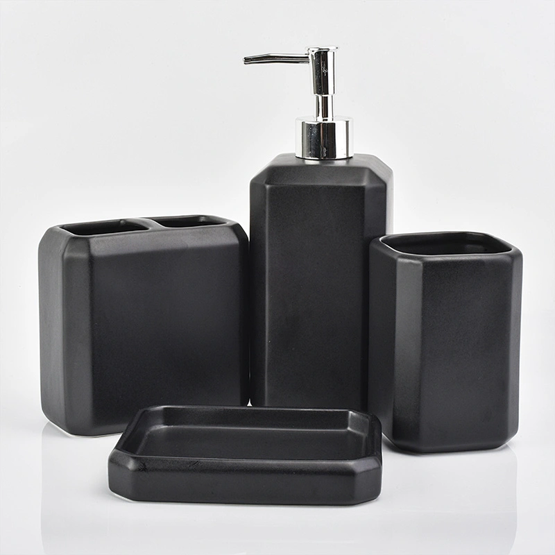 glazing black ceramic glass bath accessories sets ceramic bottle toothbrush holder