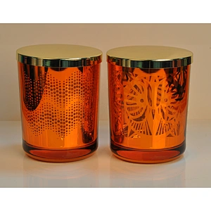 Suppliers cylinder glass candle holders logo custom with metal lid